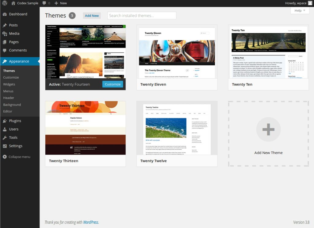 WordPress Interface